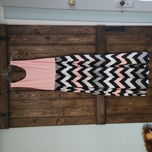 Pink and Black Chevron Maxi Dress